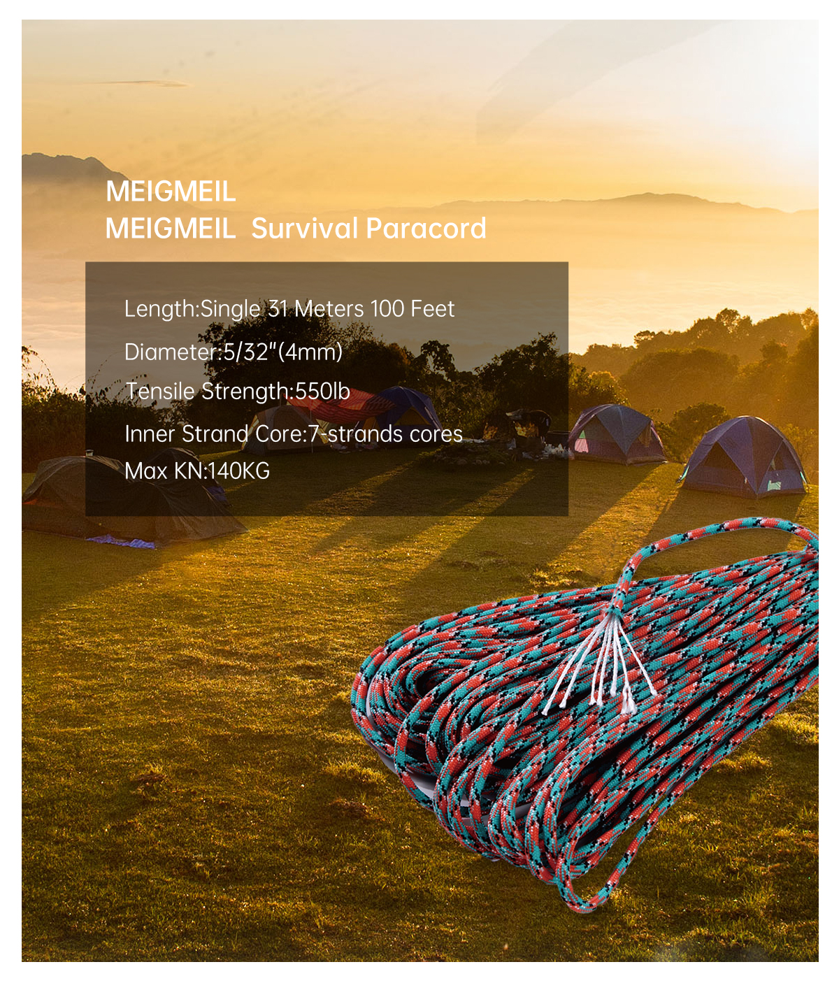 1pcs 550 Paracord Parachute Co – Paracord 550 Feet recenzja i cena